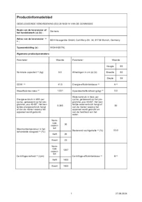 Instructie SIEMENS wasmachine WG44H207NL