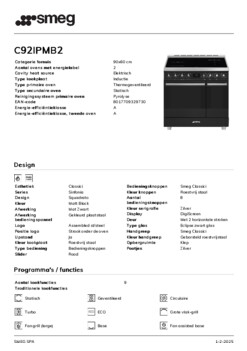 Instructie SMEG fornuis inductie C92IPMB2