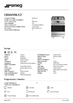 Instructie SMEG fornuis rvs C6GMXNLK2