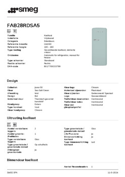 Instructie SMEG koelkast Sea Salt Green FAB28RDSA5