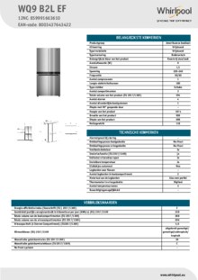 Instructie WHIRLPOOL Amerikaanse koelkast WQ9 B2L