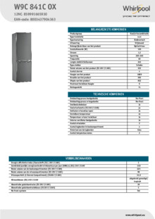 Instructie WHIRLPOOL koelkast W9C 841C OX
