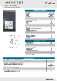 Instructie WHIRLPOOL koelkast inbouw ARG 100711