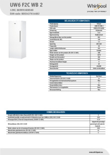 Instructie WHIRLPOOL vrieskast UW6 F2C WB 2