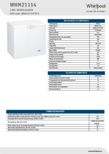 Instructie WHIRLPOOL vrieskast WHM21114