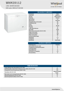 Instructie WHIRLPOOL vrieskist WHM39112