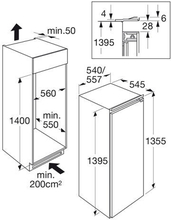 Maattekening ATAG koelkast inbouw KD62140B