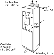 Afmetingen BOSCH koelkast inbouw KIR18NFF0