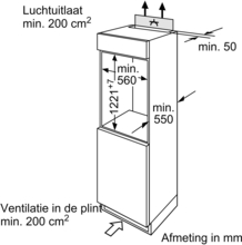 Maattekening BOSCH koelkast inbouw KIR24NSF0