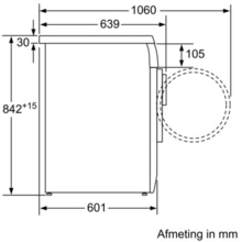 Maattekening BOSCH droger condens WTE84383NL