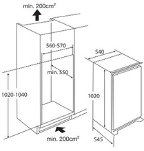 Maattekening PELGRIM koelkast inbouw KK2102V