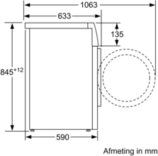 Maattekening SIEMENS wasmachine WM14UU00NL