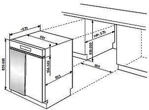 Maattekening WHIRLPOOL vaatwasser inbouw ADG8575IX