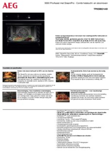 Product informatie AEG combi stoomoven inbouw zwart TP9SB831AB