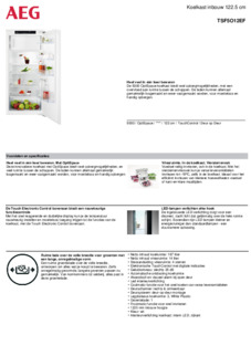 Product informatie AEG koelkast inbouw TSF5O12EF