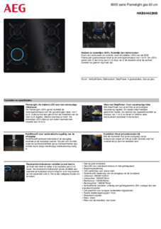 Product informatie AEG kookplaat inbouw gas HKB64453NB