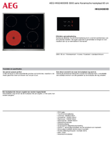 Product informatie AEG kookplaat inbouw keramisch HK624000XB