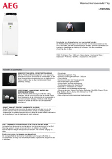 Product informatie AEG wasmachine bovenlader LTR7573S