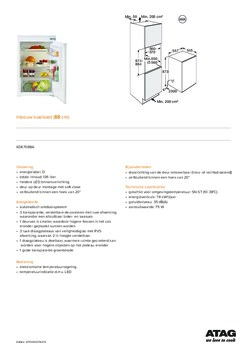 Product informatie ATAG koelkast inbouw KD67088A
