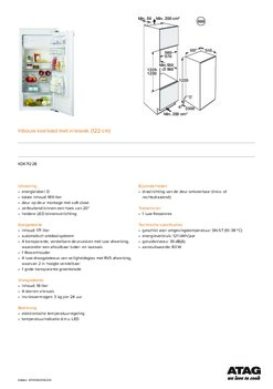 Product informatie ATAG koelkast inbouw KD67122B