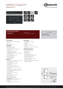 Product informatie BAUKNECHT combi magnetron EMPK7 CT645 PT