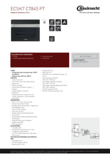 Product informatie BAUKNECHT combi stoomoven inbouw ECSK7 CT845 PT