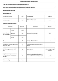 Product informatie BAUKNECHT koelkast inbouw KSI 10VF2