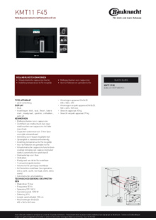 Product informatie BAUKNECHT koffiemachine inbouw KMT11 F45