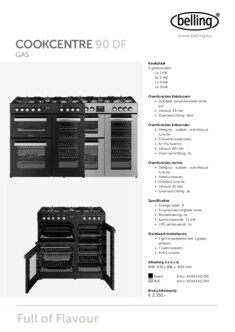 Product informatie BELLING fornuis COOKCENTRE 90DF STA