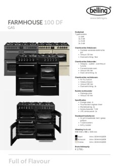 Product informatie BELLING fornuis FARMHOUSE 100DF ANT