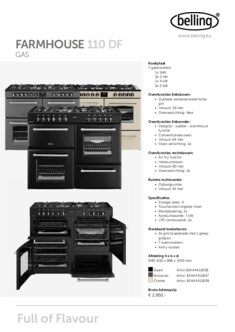 Product informatie BELLING fornuis FARMHOUSE 110DF ANT