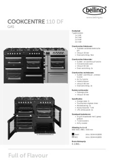 Product informatie BELLING fornuis inductie COOKCENTRE 110 DF STA