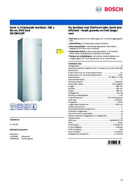 Product informatie BOSCH koelkast KSV36VLDP