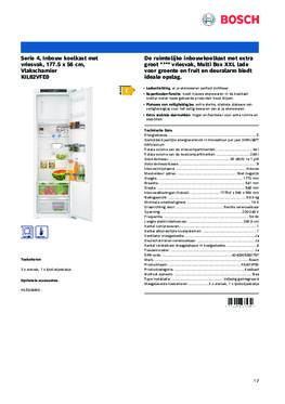 Product informatie BOSCH koelkast inbouw KIL82VFE0