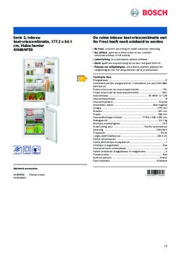 Product informatie BOSCH koelkast inbouw KIN86NFE0