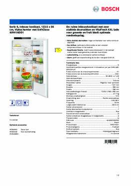 Product informatie BOSCH koelkast inbouw KIR41ADD1