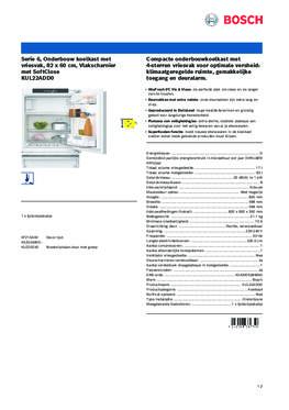 Product informatie BOSCH koelkast onderbouw KUL22ADD0