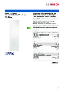 Product informatie BOSCH koelkast rvs look KGN362LBF