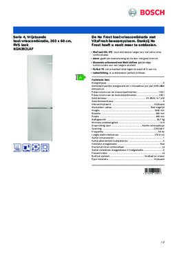 Product informatie BOSCH koelkast rvs look KGN392LAF