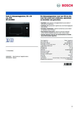 Product informatie BOSCH magnetron inbouw BFL554MS0