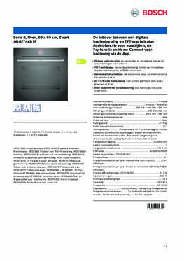 Product informatie BOSCH oven inbouw HBG774KB1F EXCLUSIV