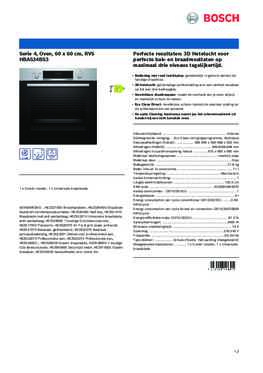 Product informatie BOSCH oven inbouw rvs HBA534BS3