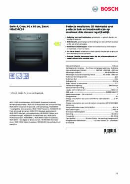 Product informatie BOSCH oven inbouw zwart HBA534EB3