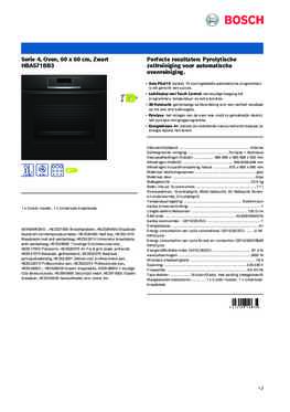 Product informatie BOSCH oven inbouw zwart HBA571BB3