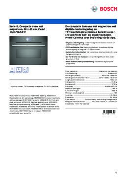 Product informatie BOSCH oven met magnetron inbouw CMG736AB1F EXCLUSIV