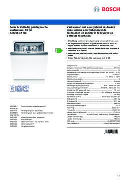 Product informatie BOSCH vaatwasser inbouw SMD6ECX12E