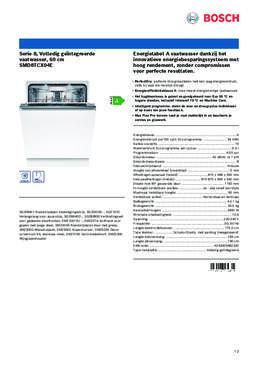 Product informatie BOSCH vaatwasser inbouw SMD8TCX04E