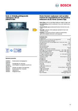 Product informatie BOSCH vaatwasser inbouw SMV2ITX16N