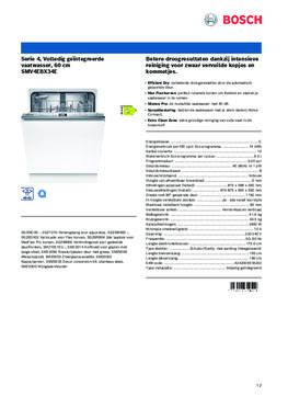 Product informatie BOSCH vaatwasser inbouw SMV4EBX34E