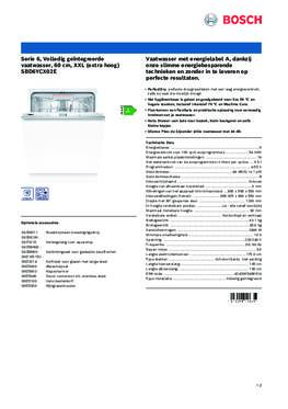 Product informatie BOSCH vaatwasser verhoogd inbouw SBD6YCX02E